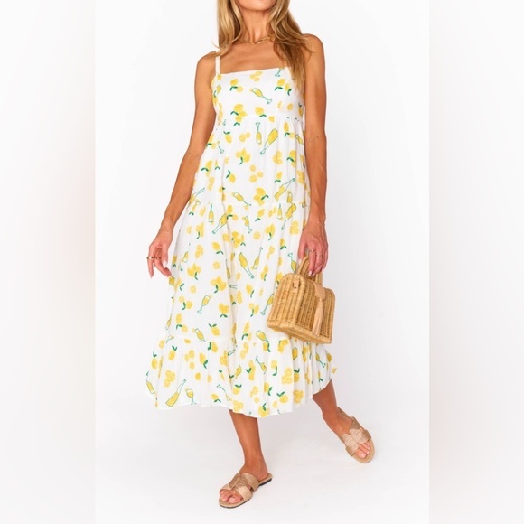 SHOW ME YOUR MUMU Summer Fling Midi Dress In Limoncello Embroidery - Picture 2 of 8